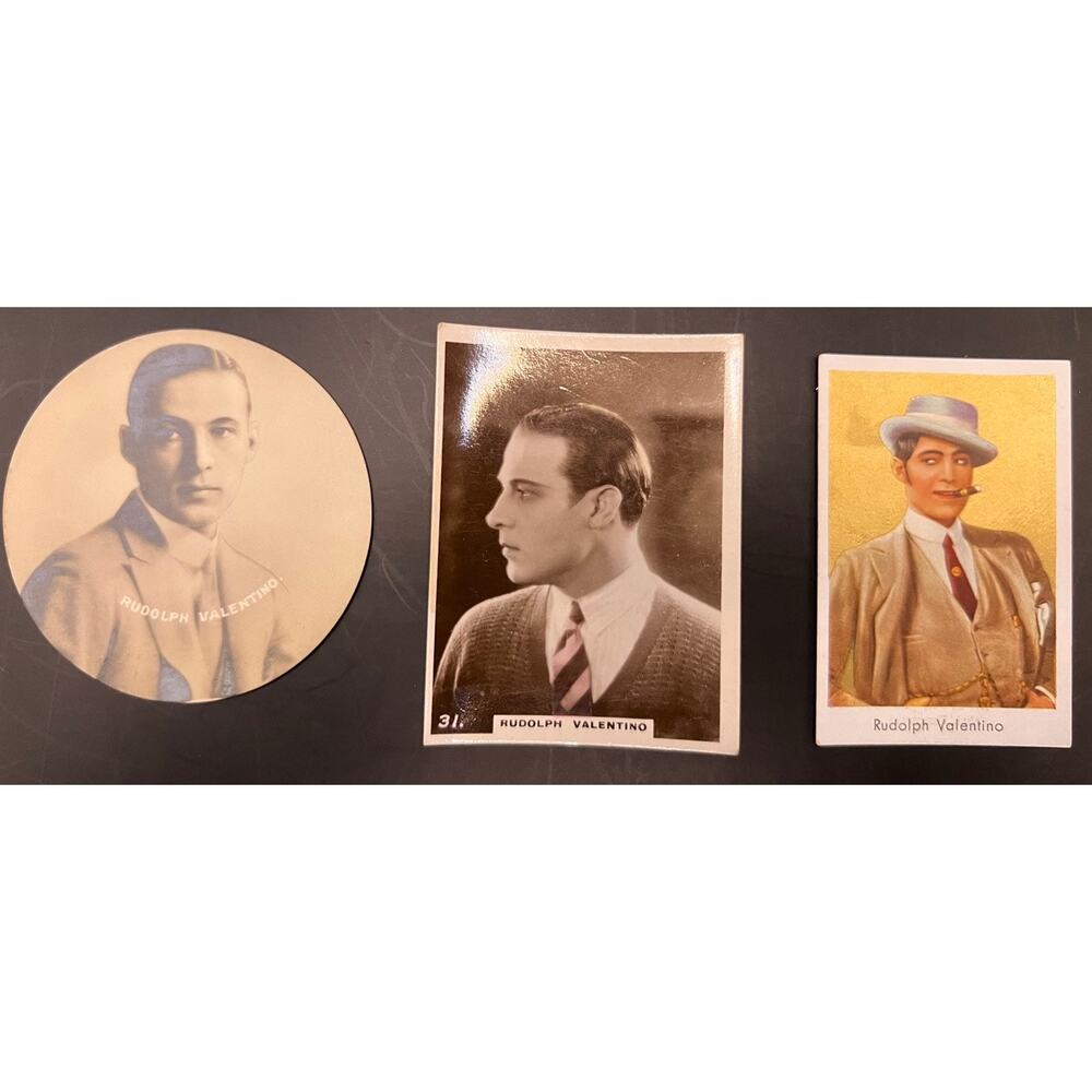 3 Rare 1920's UK Rudolph Valentino Tobacco Cards Cigarette Cards Strip Card Rudy